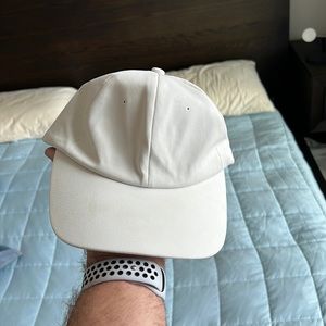 Large white Lululemon running hat